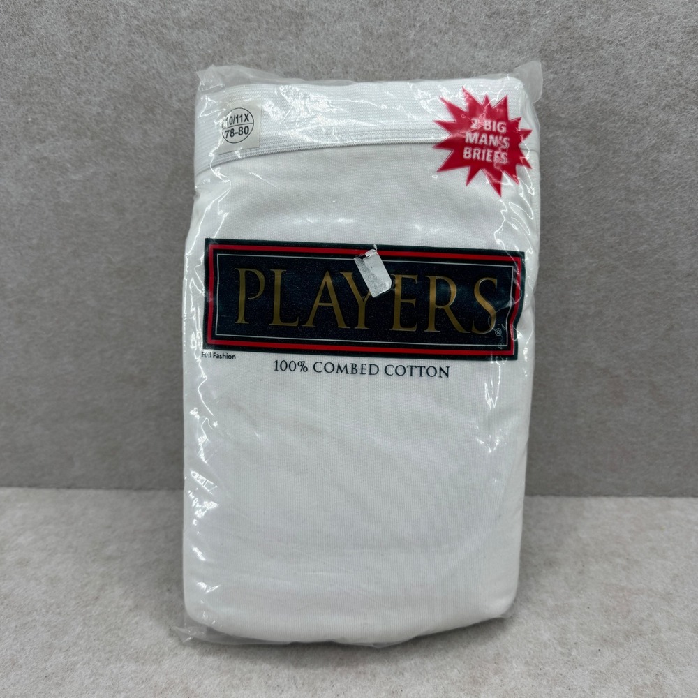 Players Mens 2 Pack Big Mans Briefs White 100% Combed Cotton Size 10/11X 78-80